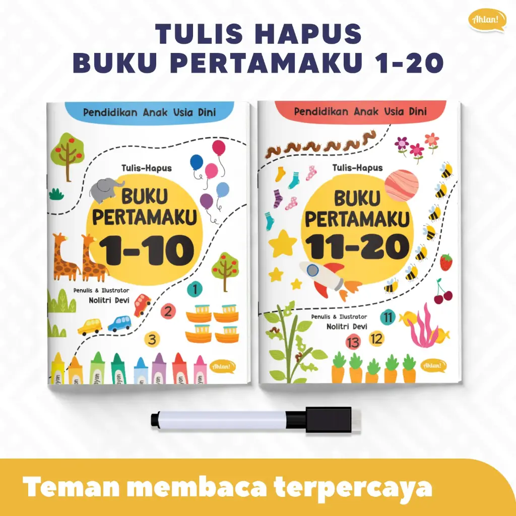 Tulis Hapus Buku Pertamaku 1-10 & 11-20 (Set), Cover Baru + Spidol Wipe and Clean