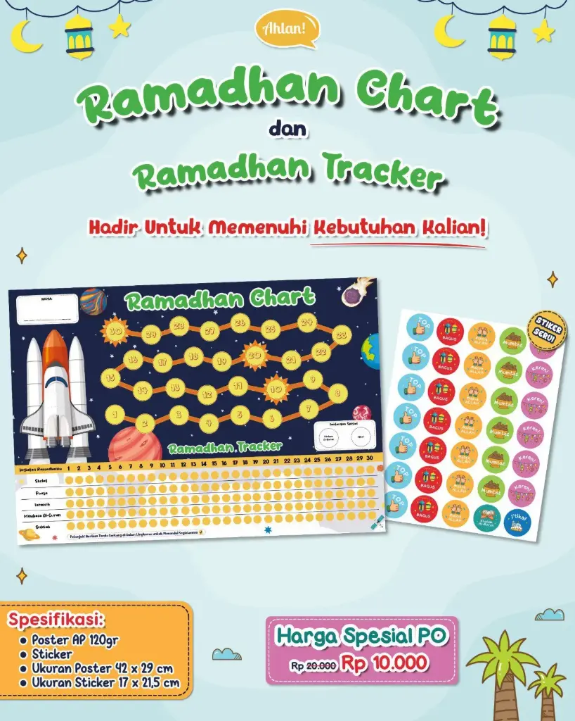 Ramadhan Chart & Sticker Ahlan 2026 (Boys) TAHAP 2