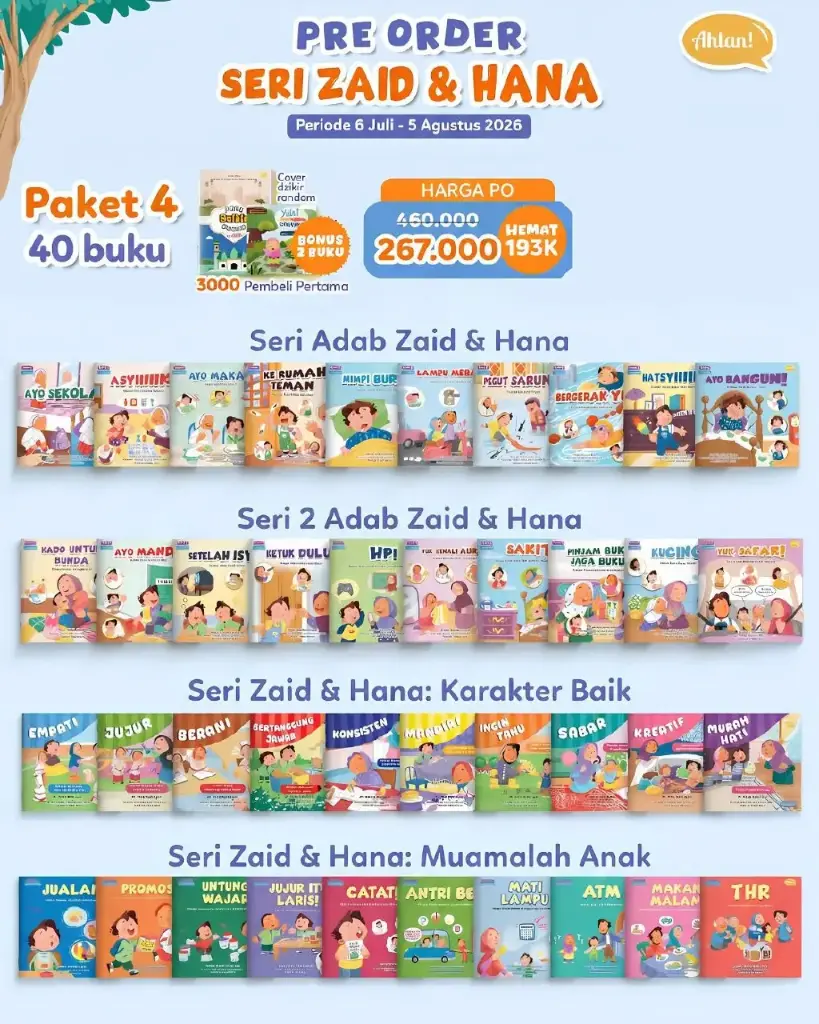 {Pre Order} Paket 4 Seri Zaid & Hana (4 Seri) (Bonus Thayyibah + Dzikir Anak)